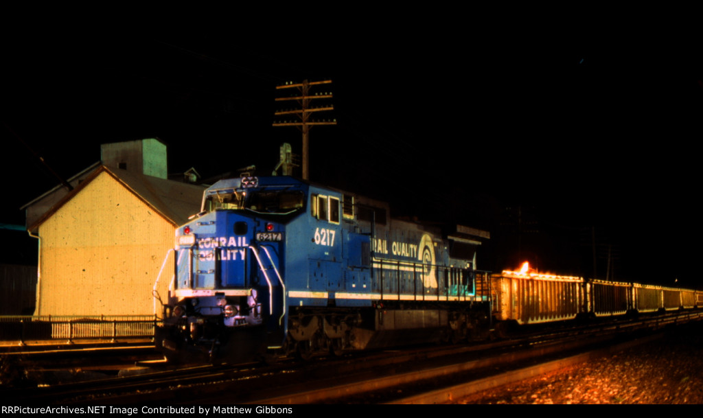 Conrail work train at night